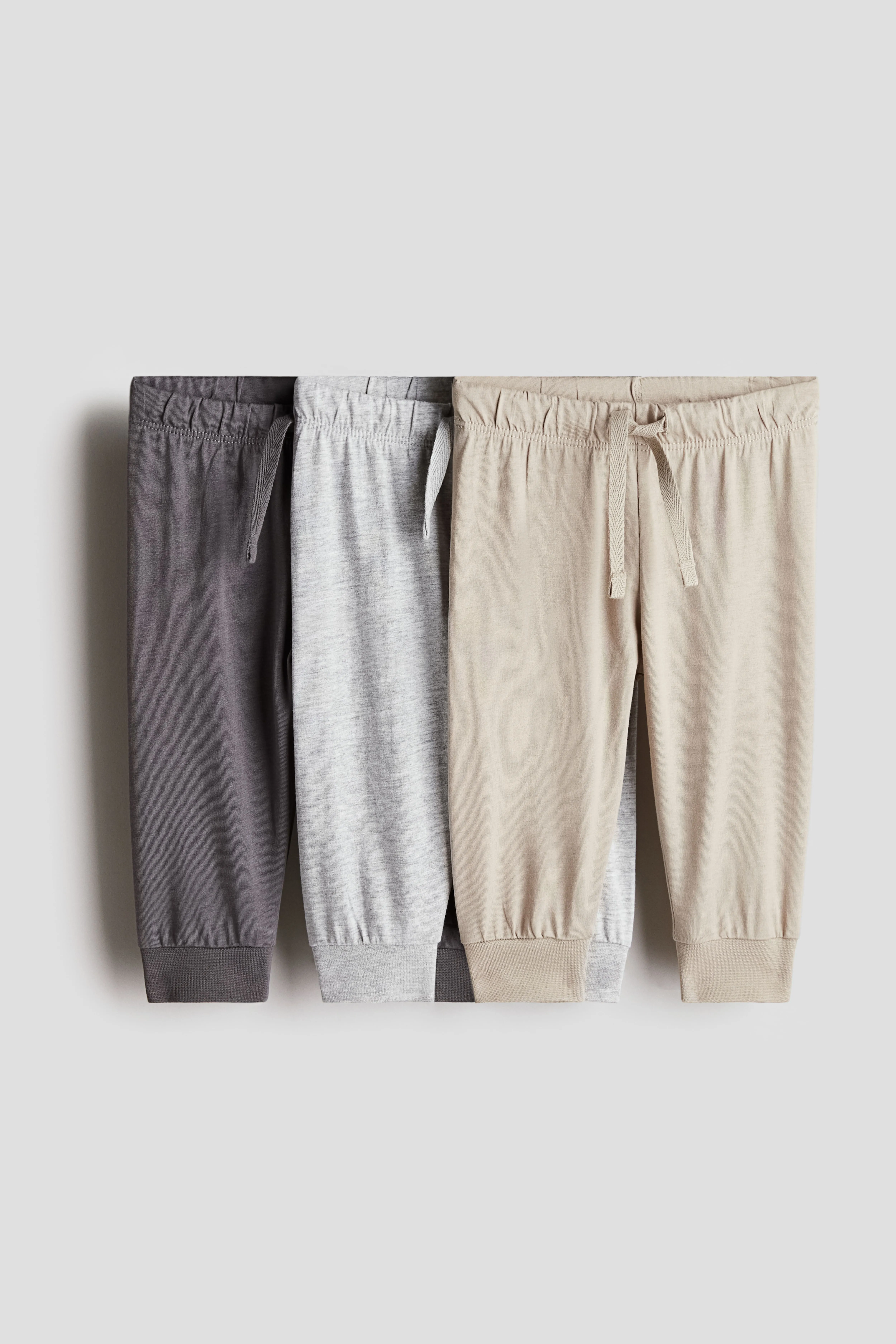3-pack cotton jersey joggers - Regular waist - Long - Light beige/Grey - Kids | H&M GB