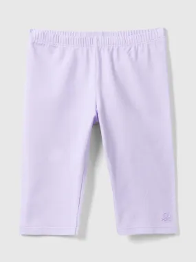 3/4 leggings in stretch cotton - Lilac | Benetton