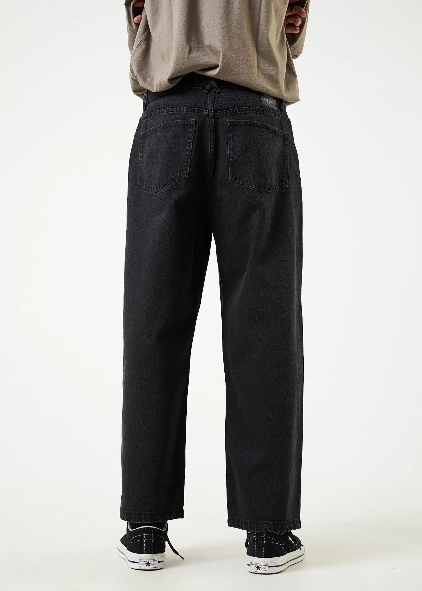 AFENDS Mens Pablo - Organic Denim Baggy Jeans - Washed Black