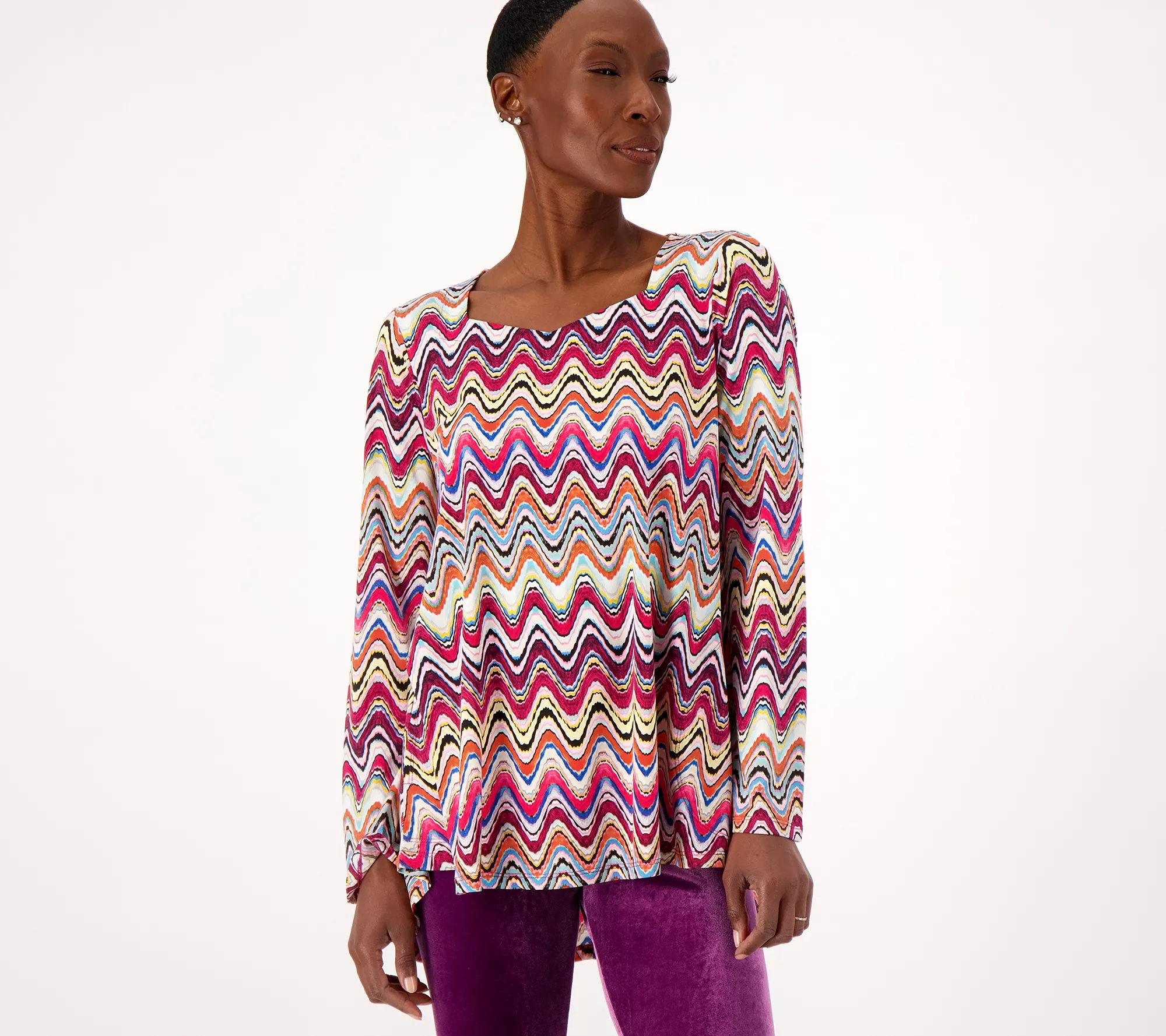 Attitudes by Renee Regular Como Jersey Sweatheart Tunic
