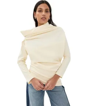 A.W.A.K.E. MODE A. W.A. K.E. MODE Jersey Cowl Neck Draped Top Ivory XS