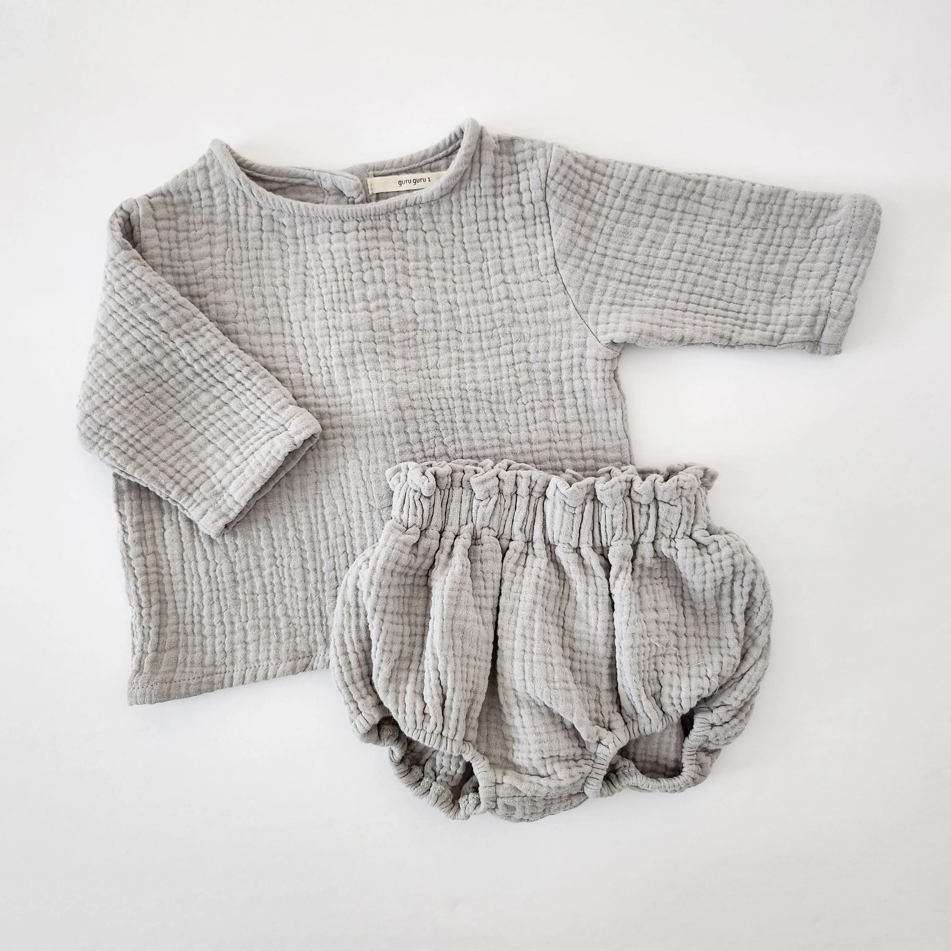 Baby Gauze Cotton Top and Bloomer Shorts Set (6-24m) -Mint