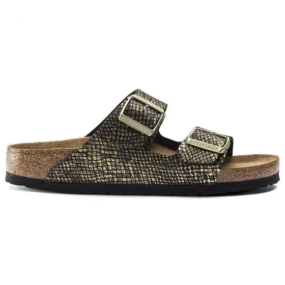 Birkenstock Womens Arizona Shiny Python Black Sandals - Narrow Fit