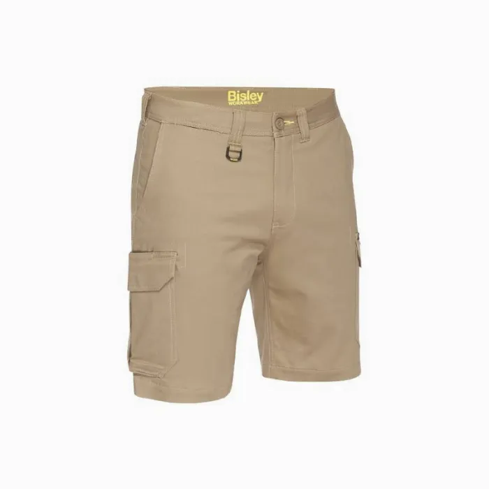 Bisley Stretch Cotton Drill Cargo Shorts - Khaki, Size 77