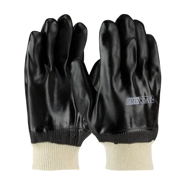Black MENS ProCoat, Supported PVC, Jersey Lined, Blk., Sandy Finish, KW Coated Supported Gloves 1 Dozen 58-8215DD
