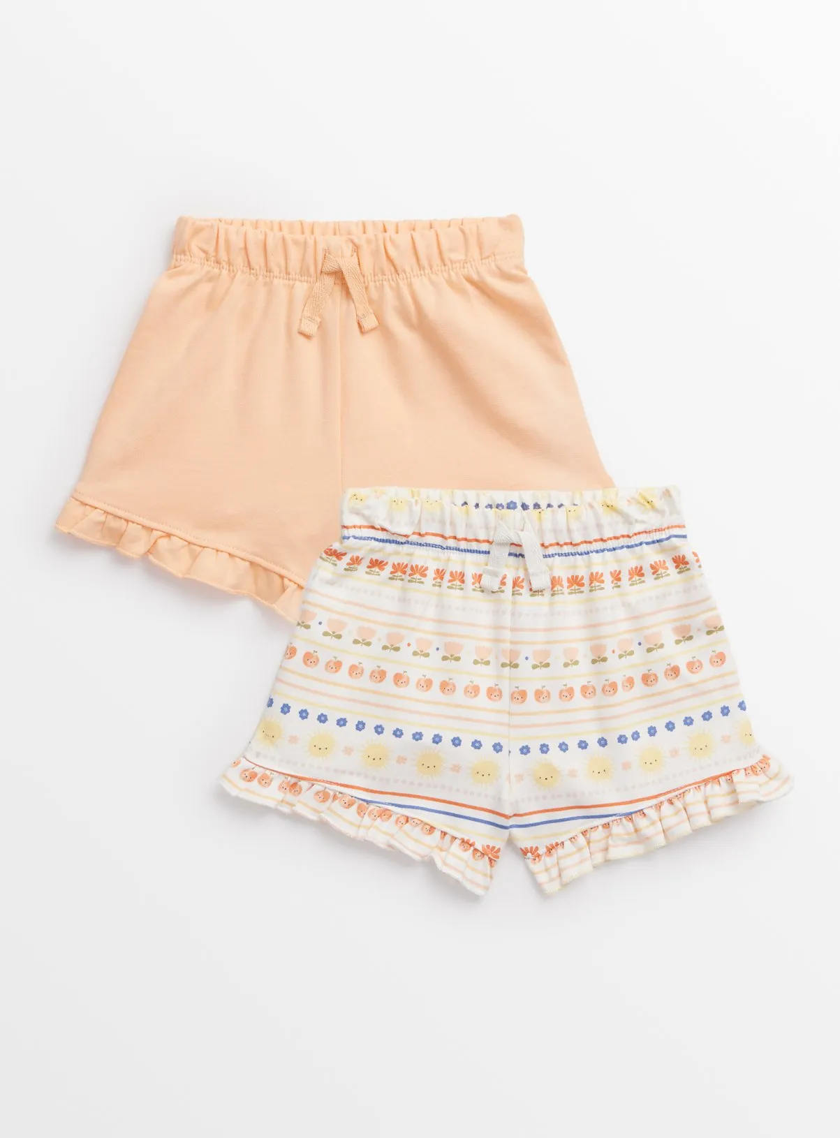 Buy Orange Plain & Fruit Print Shorts 2 Pack 6-9 months | Outfits and sets | Tu