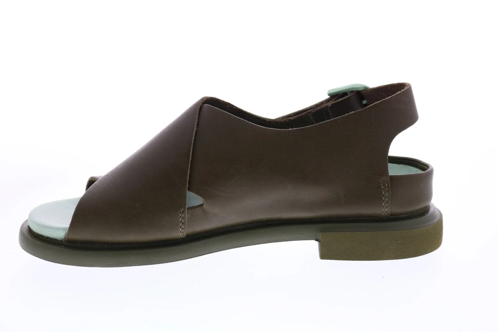 Camper Eda K200571-004 Womens Green Brown Leather Slingback Sandals Shoes