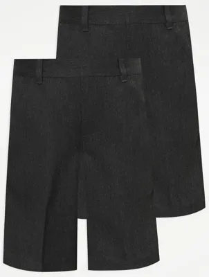 Charcoal Boys Plus Fit Regular Leg Shorts 2 Pack | School | George at ASDA