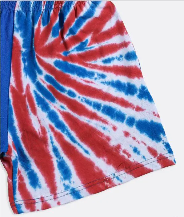 CR806 Men Reworked Shorts with Tie-Dye and Vintage Print