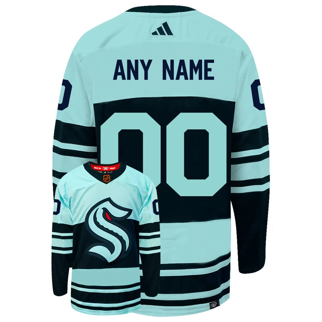 Customizable Seattle Kraken Adidas 2022 Primegreen Reverse Retro Authentic NHL Hockey Jersey     