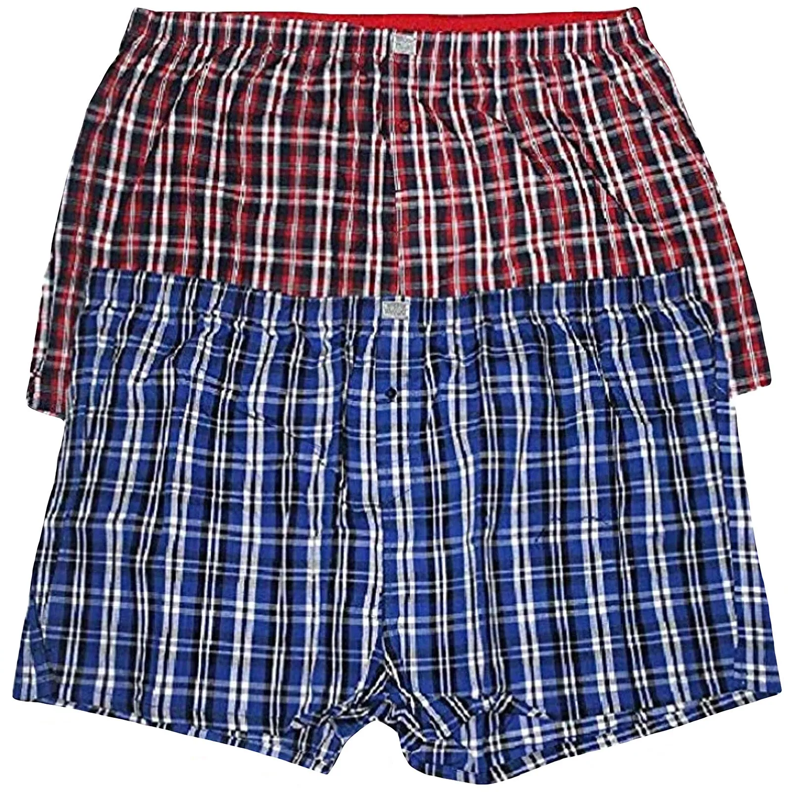 D555 Mens Big & Tall Kingsize Plaid Woven Boxer Shorts - Checkered - 2 Pack