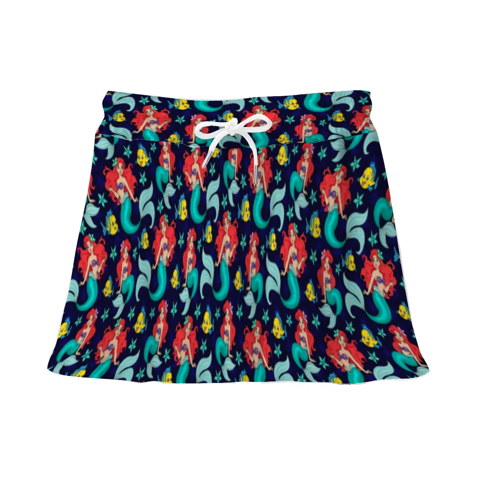 Disney Little Mermaid I Want To Be Where The People Are Athletic Skirt With Built In Shorts