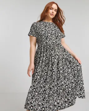 Ditsy Print Supersoft Jersey Midi Dress With Pockets | Simply Be