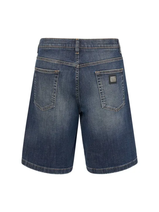 Dolce&Gabbana   Logo plaque sashed stretch denim shorts 