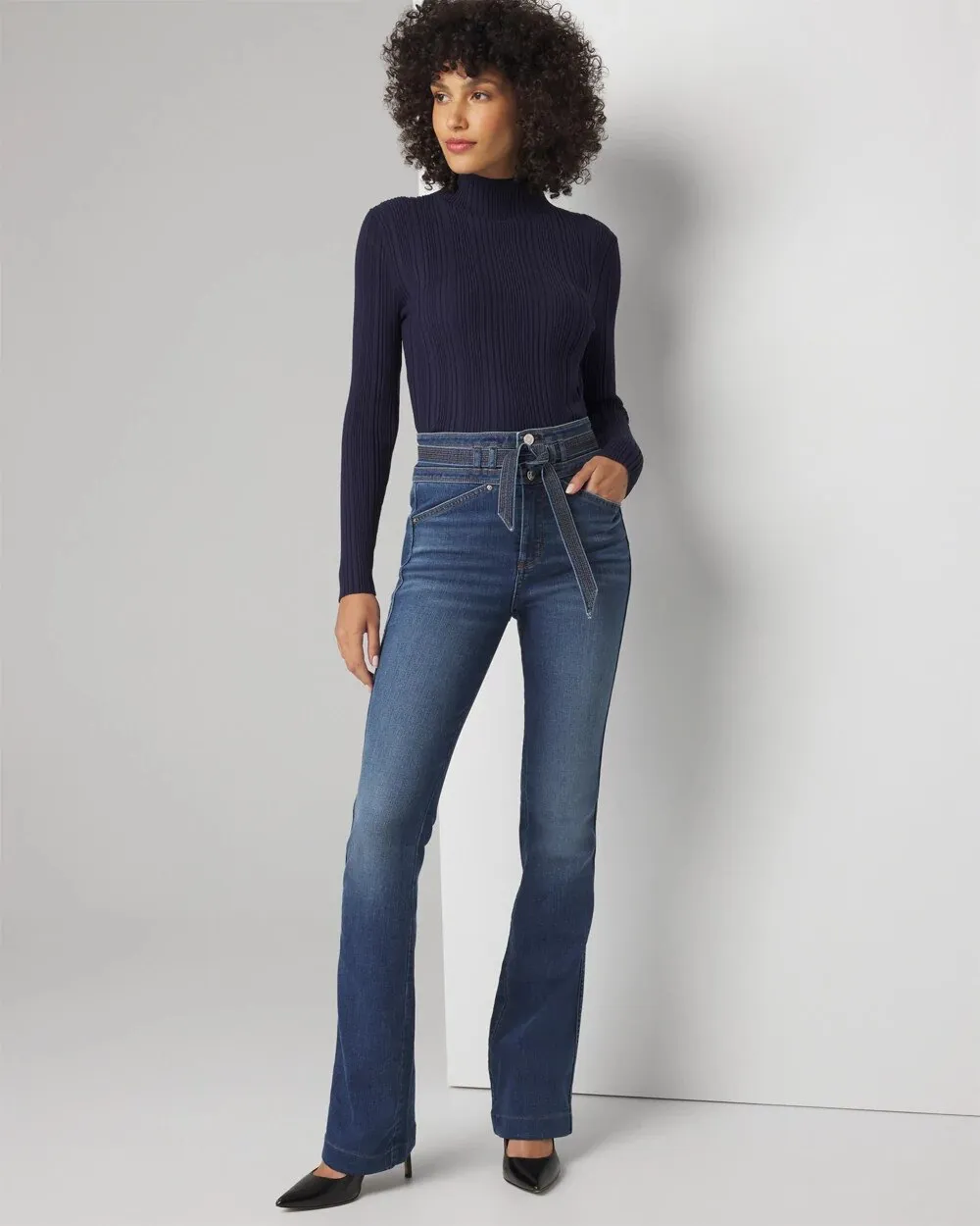 Extra High-Rise Everyday Soft Denim™ Belted Trapunto Flare Jeans