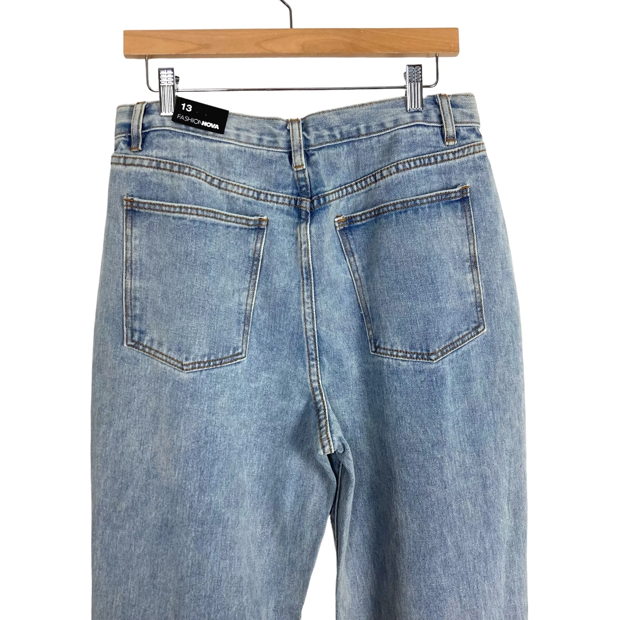 Fashion Nova Medium Wash Tall Get it Straight Straight Fit Jeans NWT- Size 13/L (sold out online, Inseam 33)