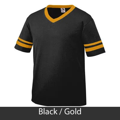 Gamma Phi Omega V-Neck Jersey with Striped Sleeves - 360 - TWILL