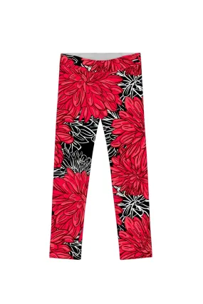 Hit The Mark Lucy Cute Red Black Floral Print Leggings - Girls