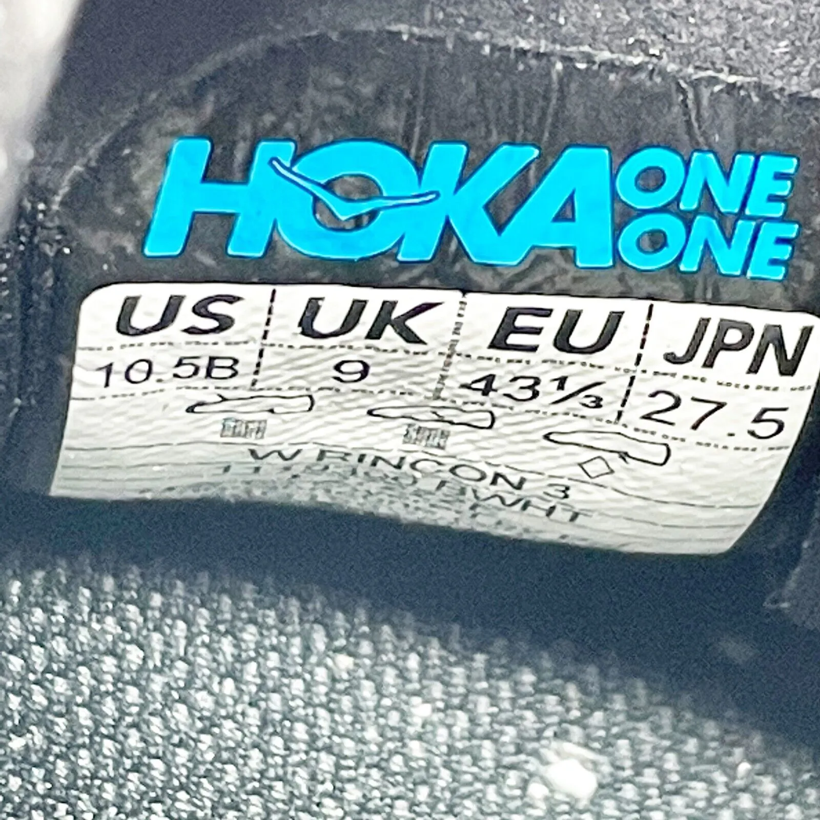 Hoka One One Womens Rincon 3 1119396 BWHT Black Running Shoes Sneakers Sz 10.5 B