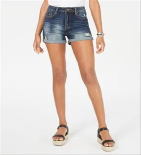 Indigo Rein Junior's Cuffed High Rise Denim Shorts Blue Size 15