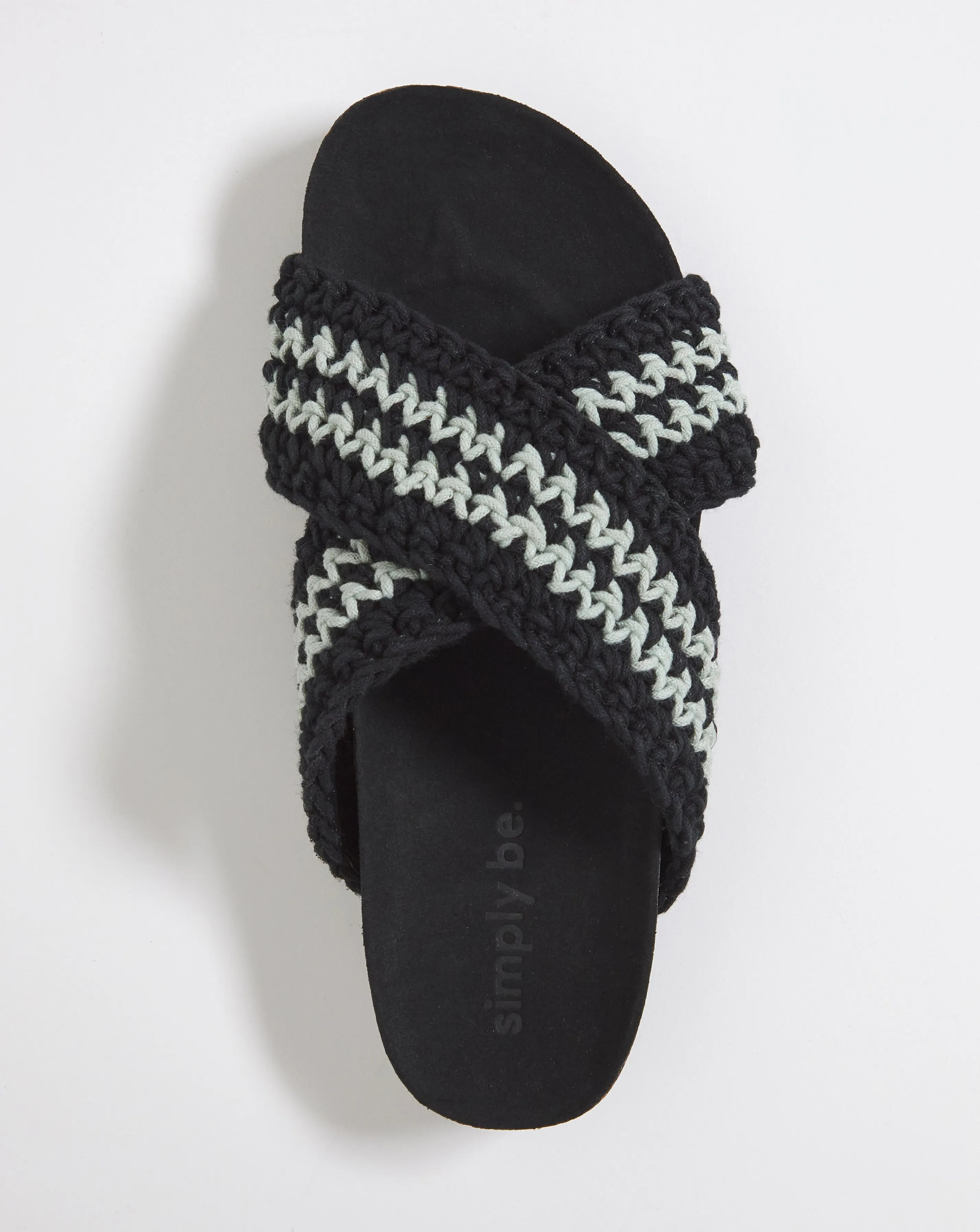 Ines Crochet Crossover Footbed Sandals Wide E Fit Simply Comfort | Simply Be