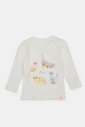 Infant Girls Ivory Printed T-Shirt