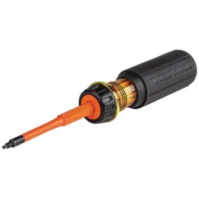 Klein® 32287 2-in-1 Flip Blade Screwdriver, #1, #2 Range, Square Point, Cushion Grip Handle, Induction Hardened Steel, ASTM F150