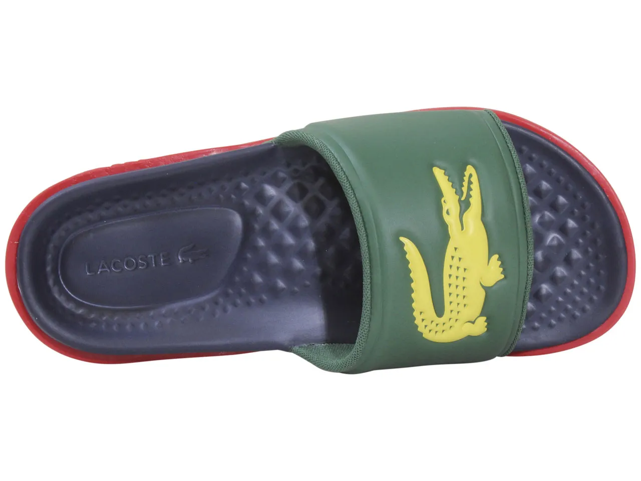 Lacoste Men's Croco-Dualiste-1122-2 Slide Sandals Shoes Blue/Yellow Sz: 10