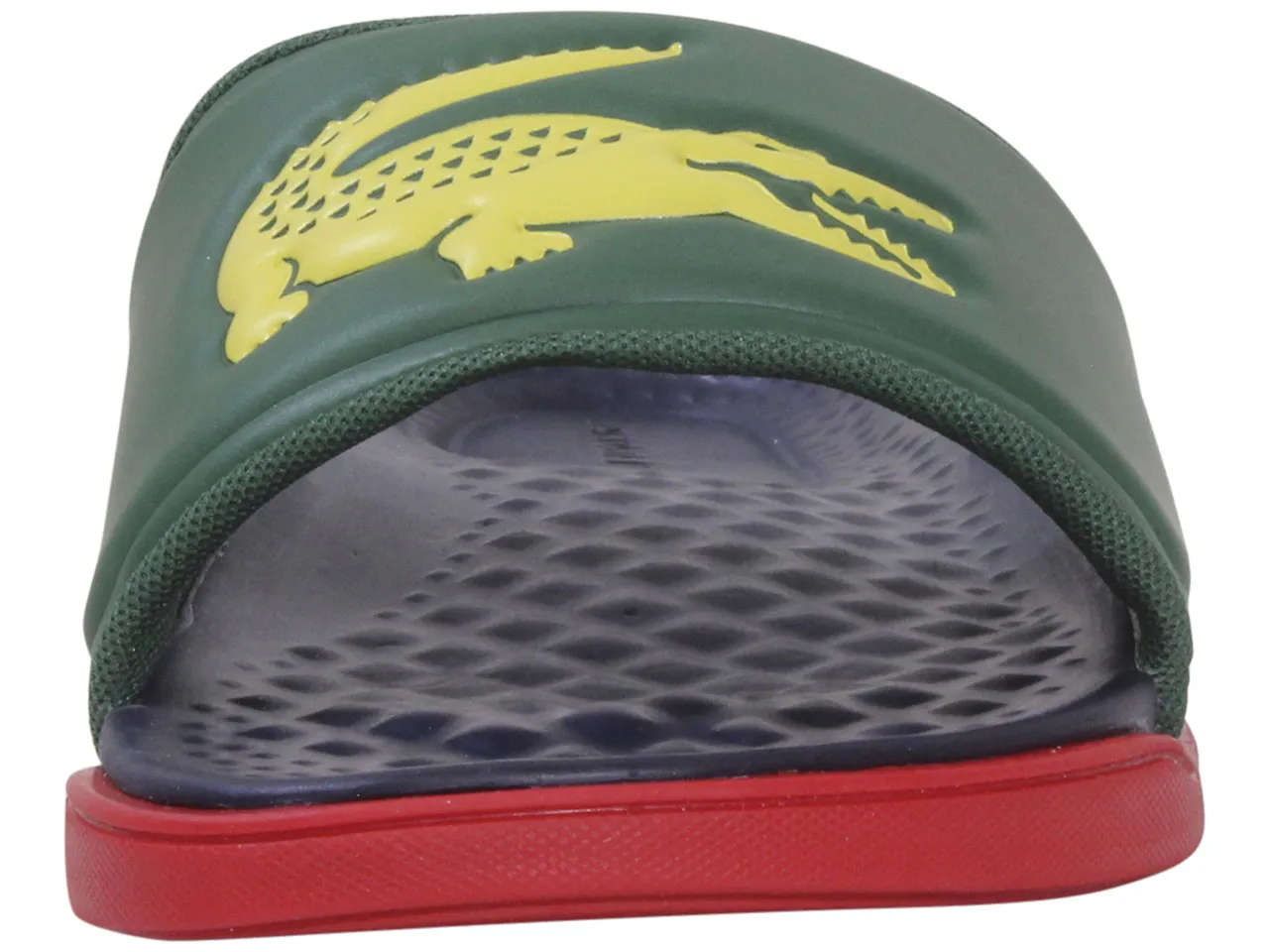 Lacoste Men's Croco-Dualiste-1122-2 Slide Sandals Shoes Blue/Yellow Sz: 9