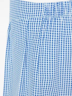 Light Blue Gingham Pleated School Shorts | School | George at ASDA