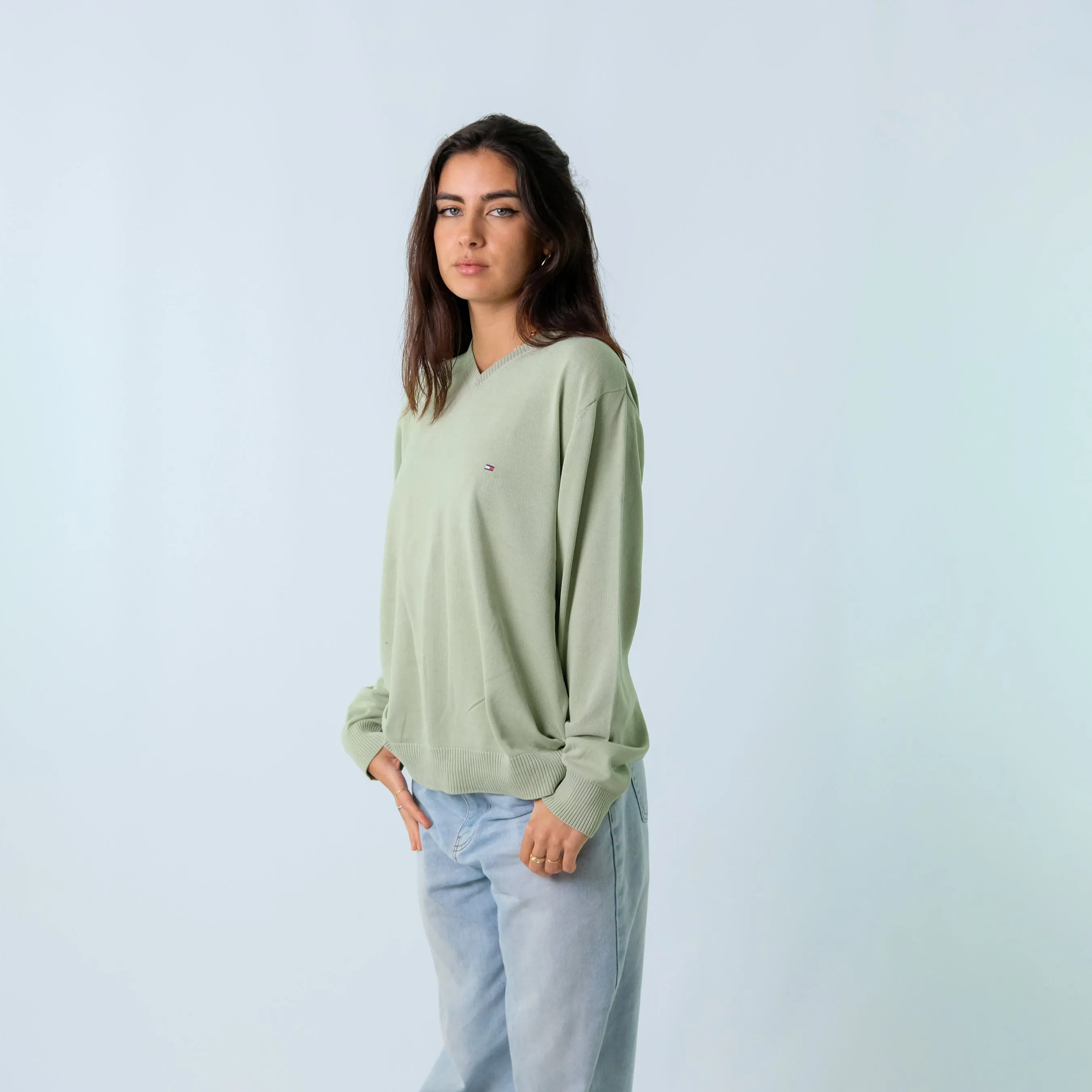 Light Green y2ks Polo Jeans Ralph Lauren Knit Sweatshirt (L)