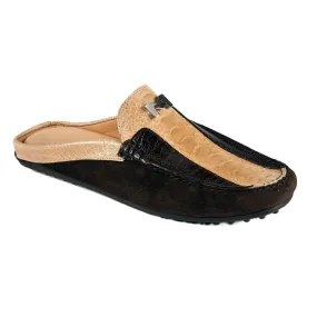 Mauri Men's Designer Shoes Brown & Beige Ostrich Leg / Suede Leather Sandals 3461 (MAO1033)