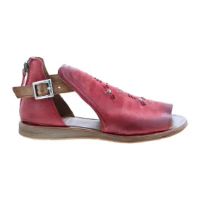 Miz Mooz Feat 279040 Womens Red Leather Hook & Loop Strap Sandals Shoes
