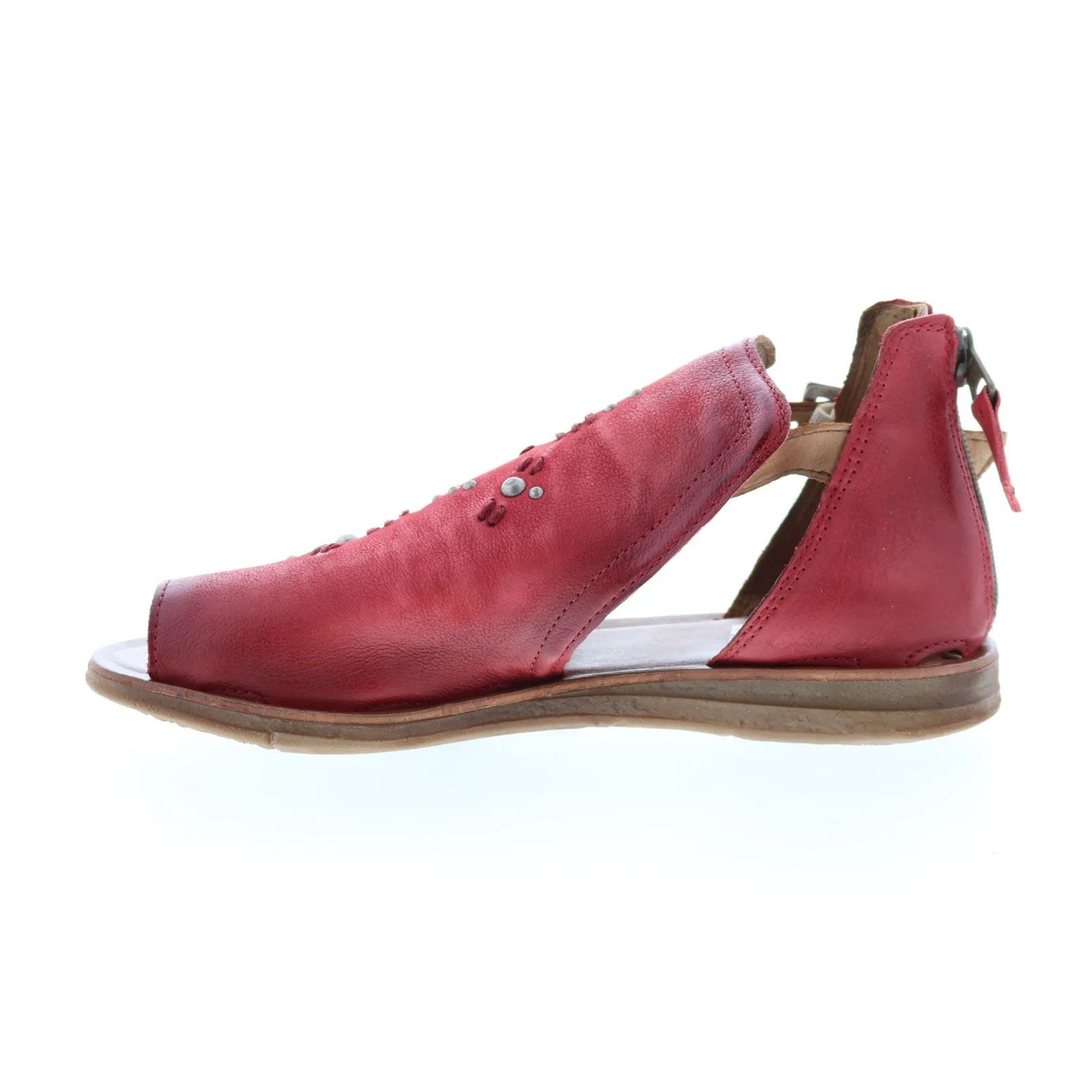 Miz Mooz Feat 279040 Womens Red Leather Hook & Loop Strap Sandals Shoes