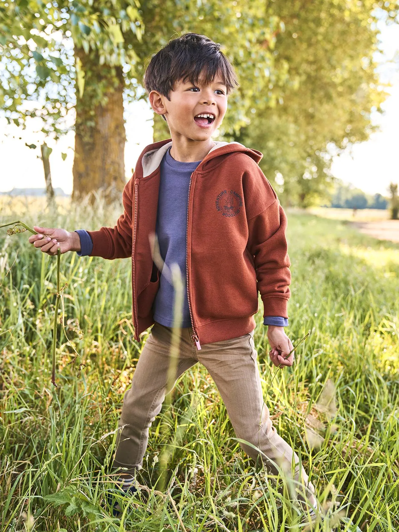 MorphologiK Slim Leg Waterless Jeans, WIDE Hip, for Boys - beige medium solid with decor