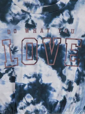 Navy Tie Dye Cropped Top and Cycling Shorts Set | Kids | George at ASDA