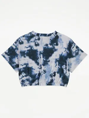 Navy Tie Dye Cropped Top and Cycling Shorts Set | Kids | George at ASDA