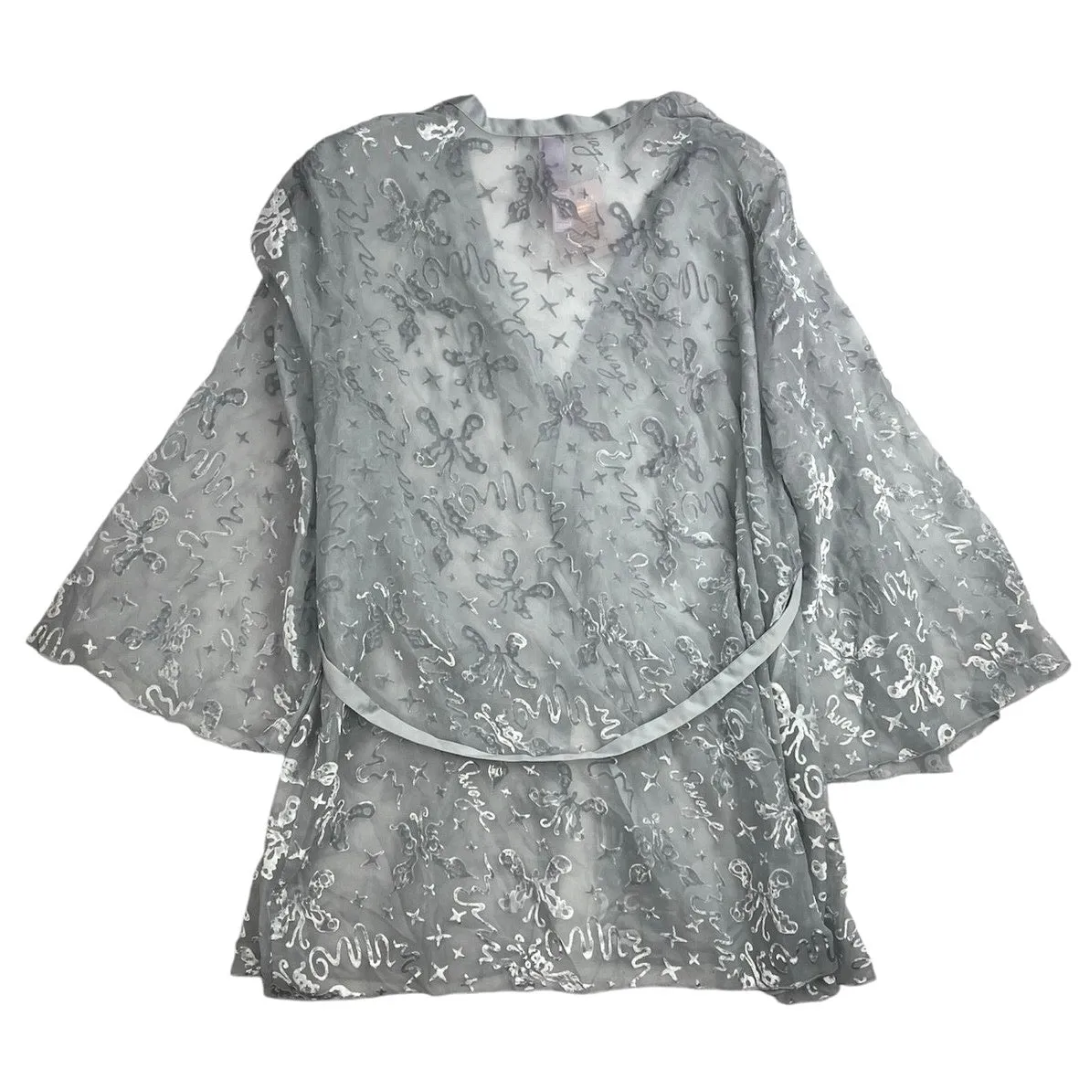 NEW Savage x Fenty Lingerie by Rihanna Grey Lace Robe Shorts Top Set Lot Size XL