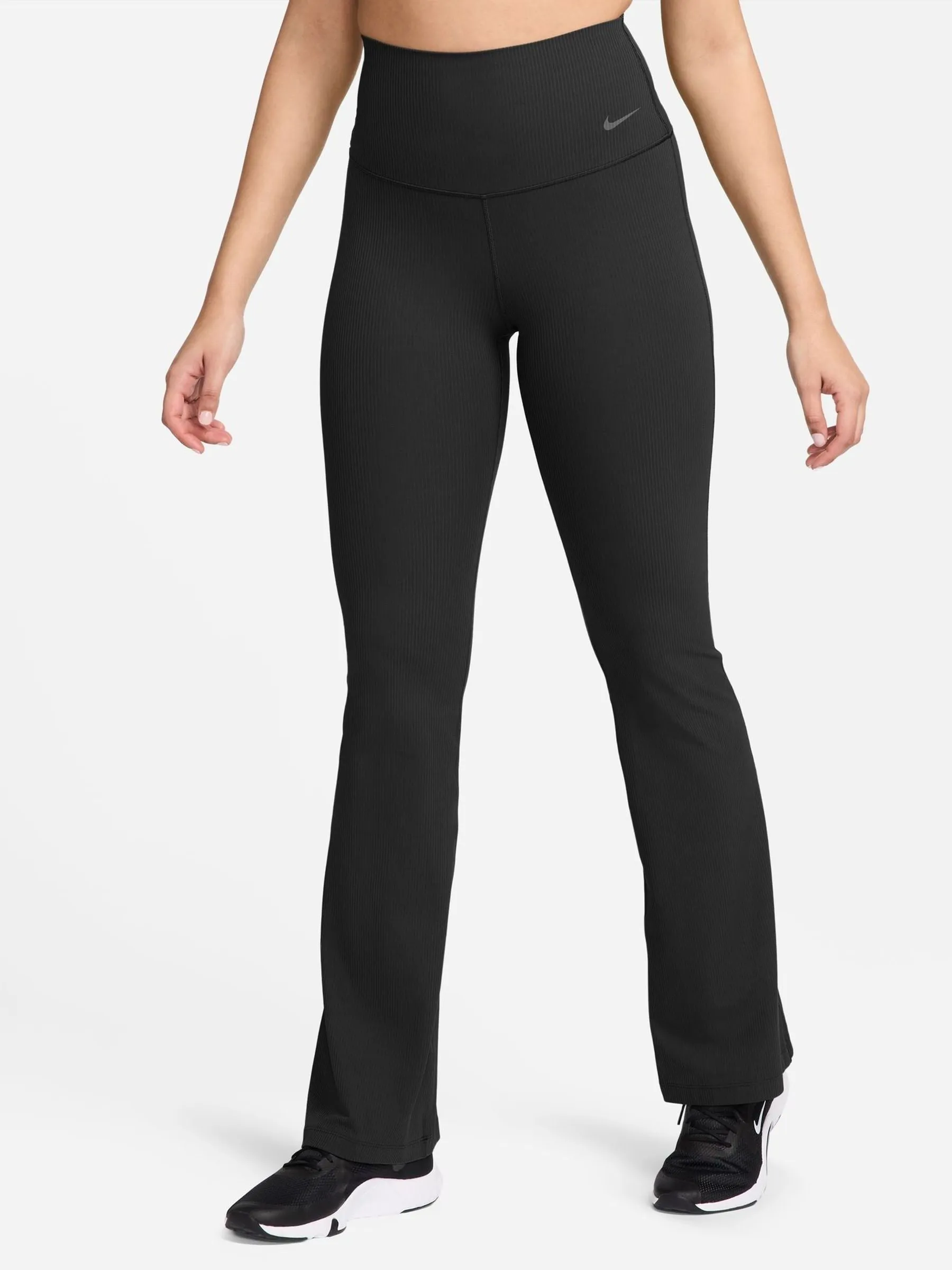 Nike Black Zenvy Gentle-Support High-Waisted Ribbed Flared Leggings