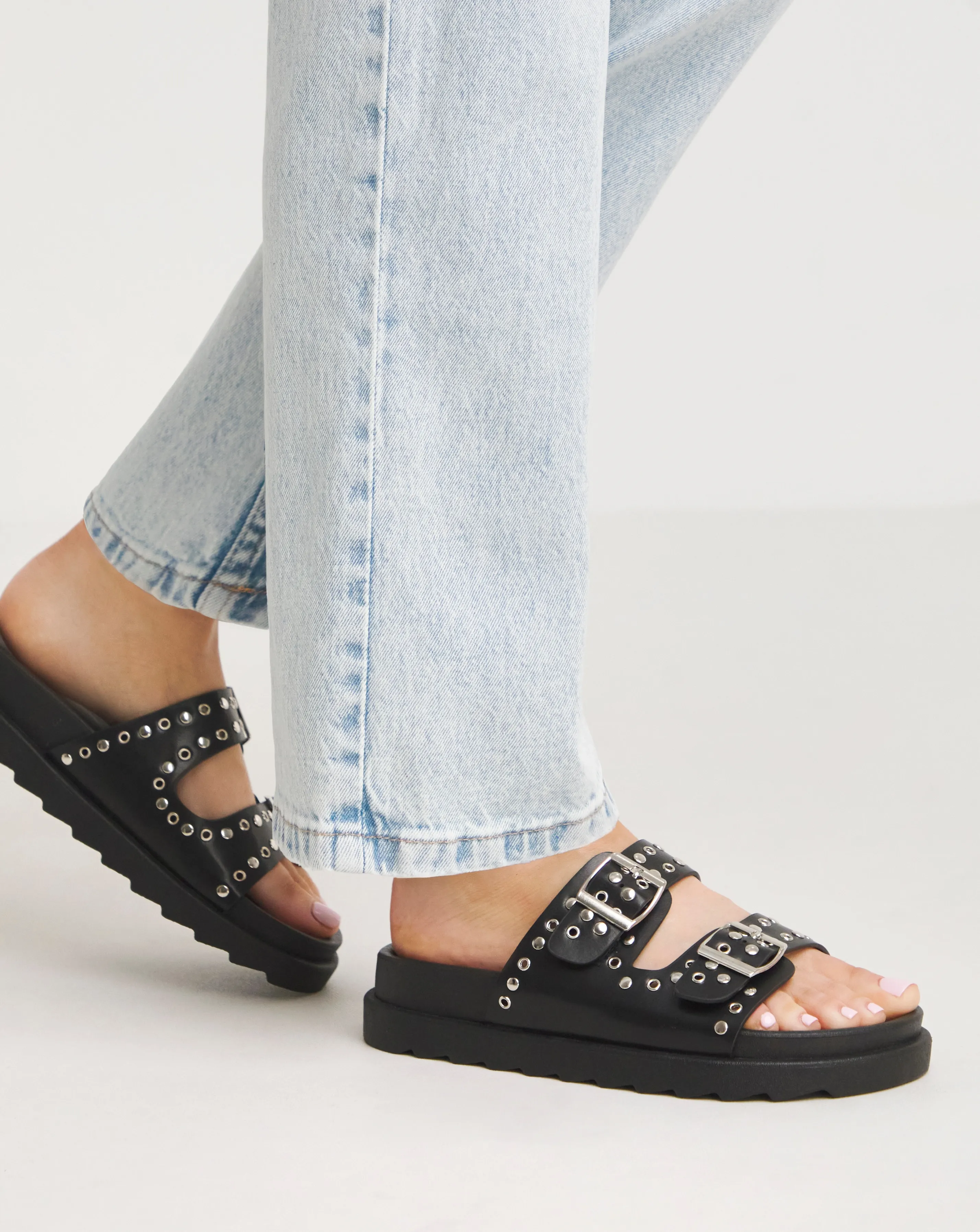 Nikki Hardware Double Strap Sandals Extra Wide EEE Fit | Simply Be