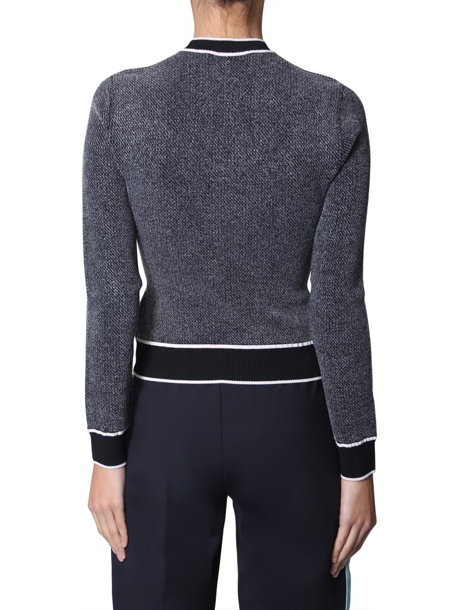 OFF-WHITE      MAGLIA CROPPED SWANS GIROCOLLO IN JERSEY DI COTONE 