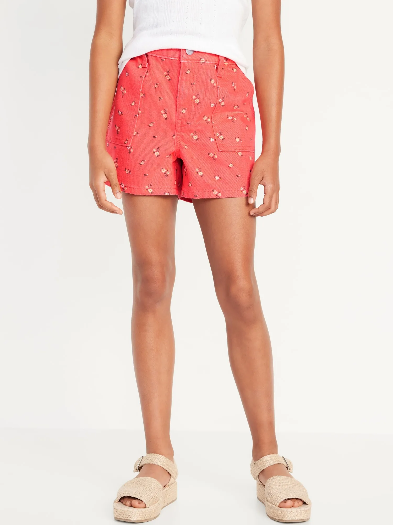 Old Navy Printed Elasticized High-Waisted Utility Jean Shorts for Girls