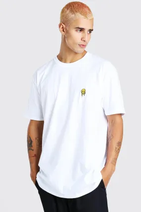 Oversized Drip Face Embroidery T-Shirt