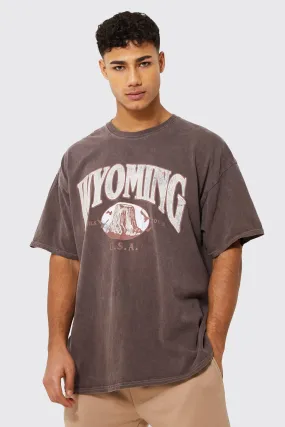 Oversized Washed Wyoming Graphic T-Shirt