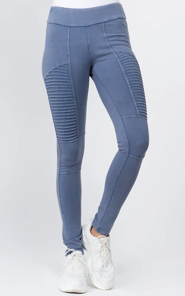 P6017 Moto Washed Skinny Pleated Stretch Leggings 6pcs Pack