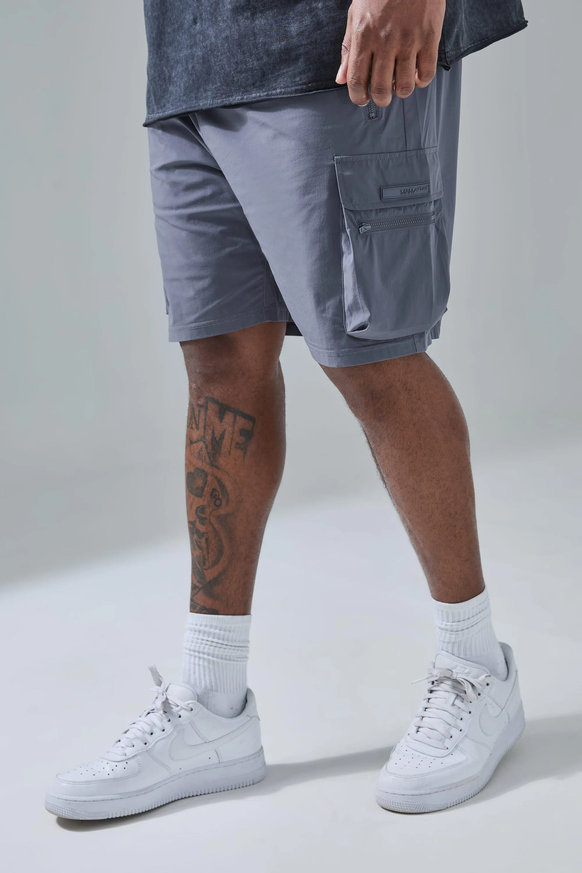 Plus Man Active Lightweight 5inch Regular Fit Cargo Shorts | boohooMAN UK