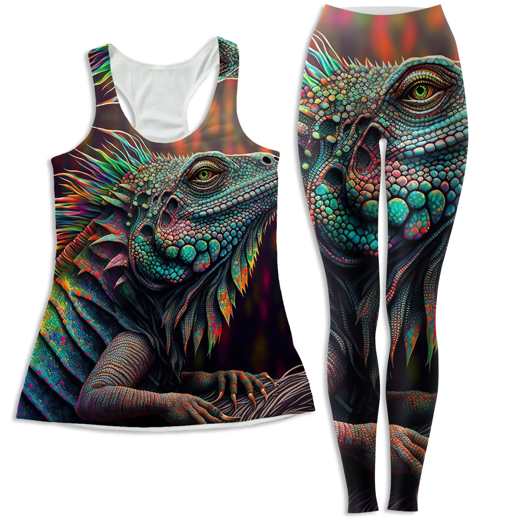 Psychedelic Giant Iguana 2.0 Women's Tank and Leggings Combo