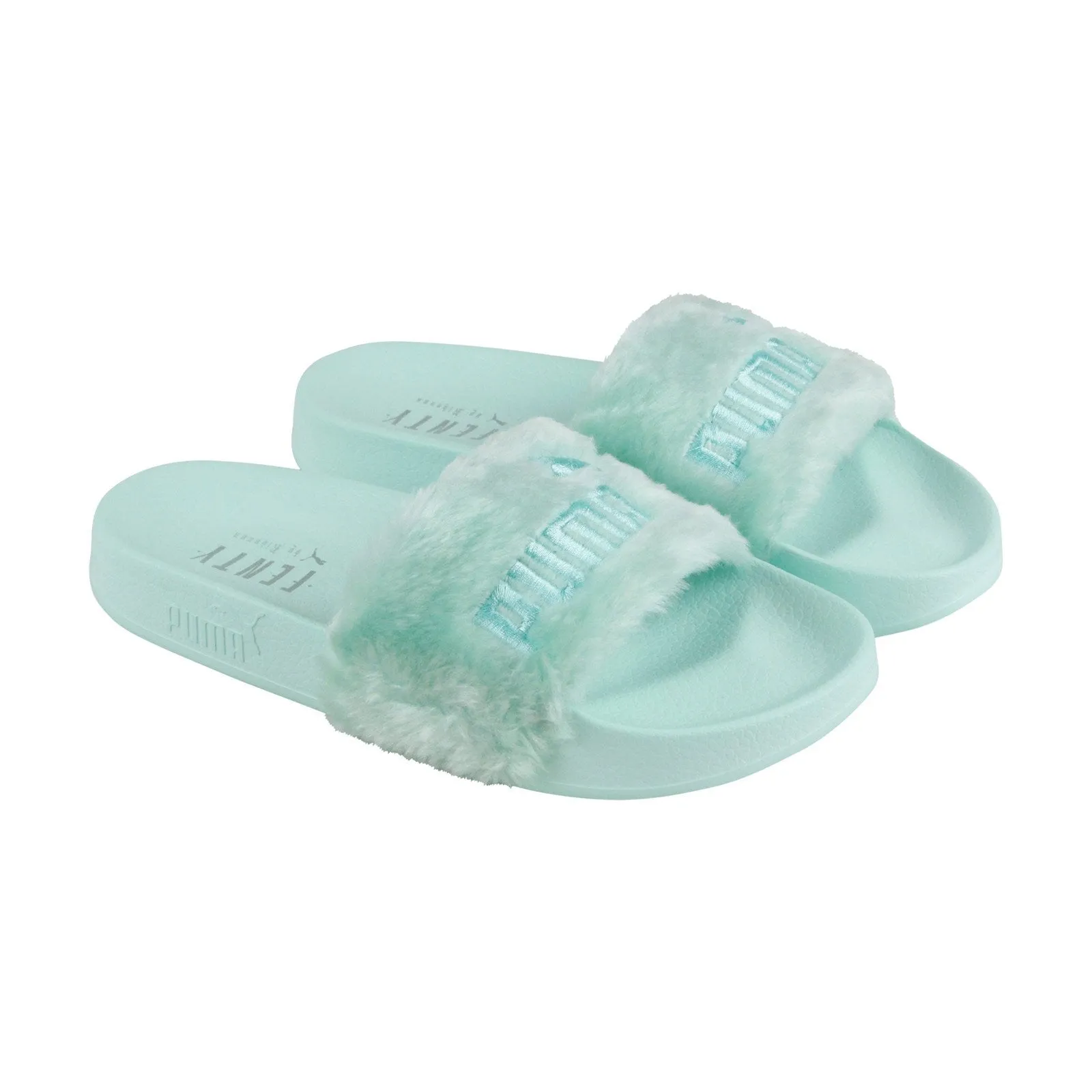 Puma Fenty By Rihanna Fur Slide 36577201 Womens Green Sandals Slides Shoes