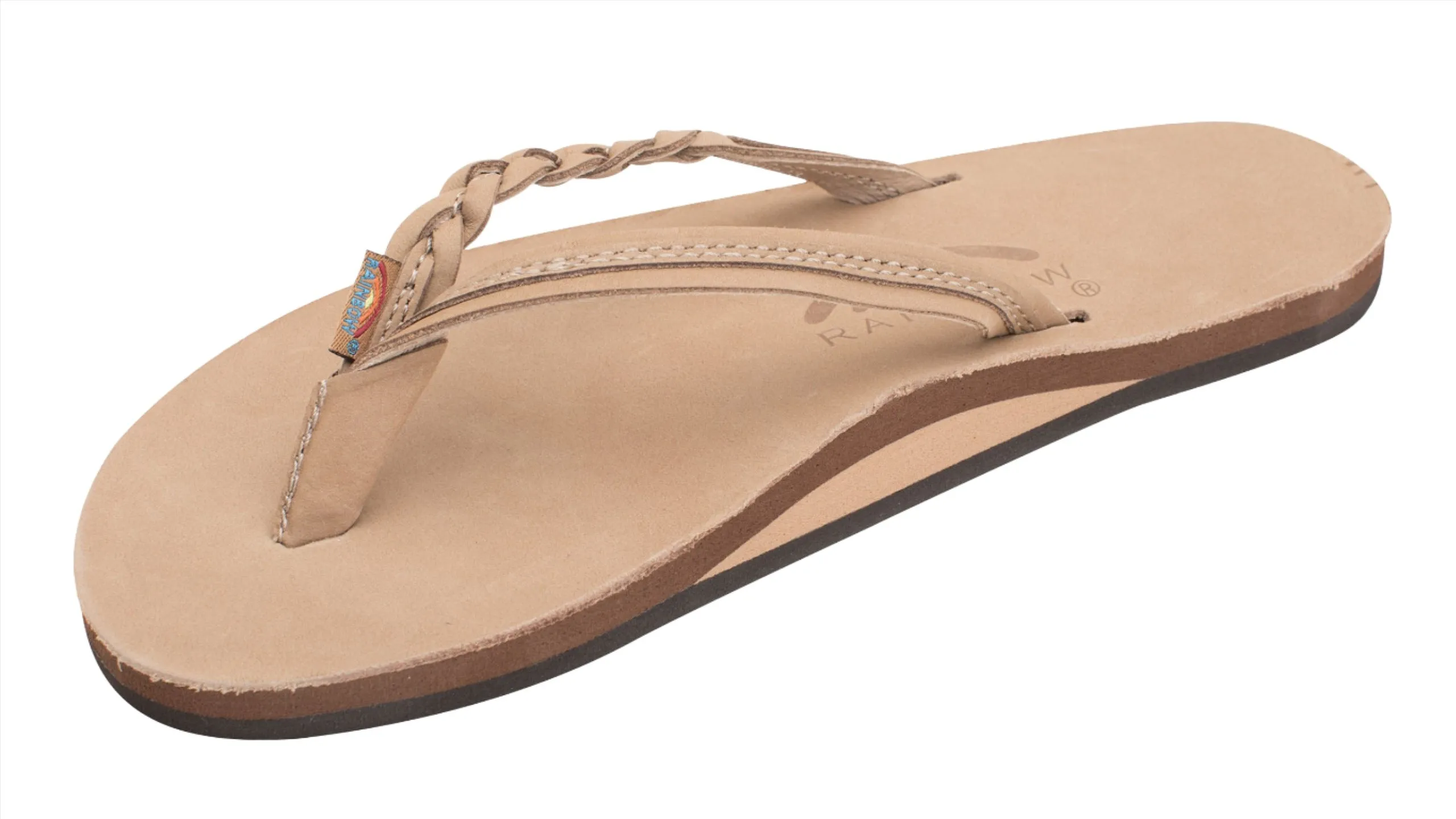 Rainbow Sandals Women's Flirty Braidy -  Single Layer - 1/2 Braided Strap - Sierra Brown