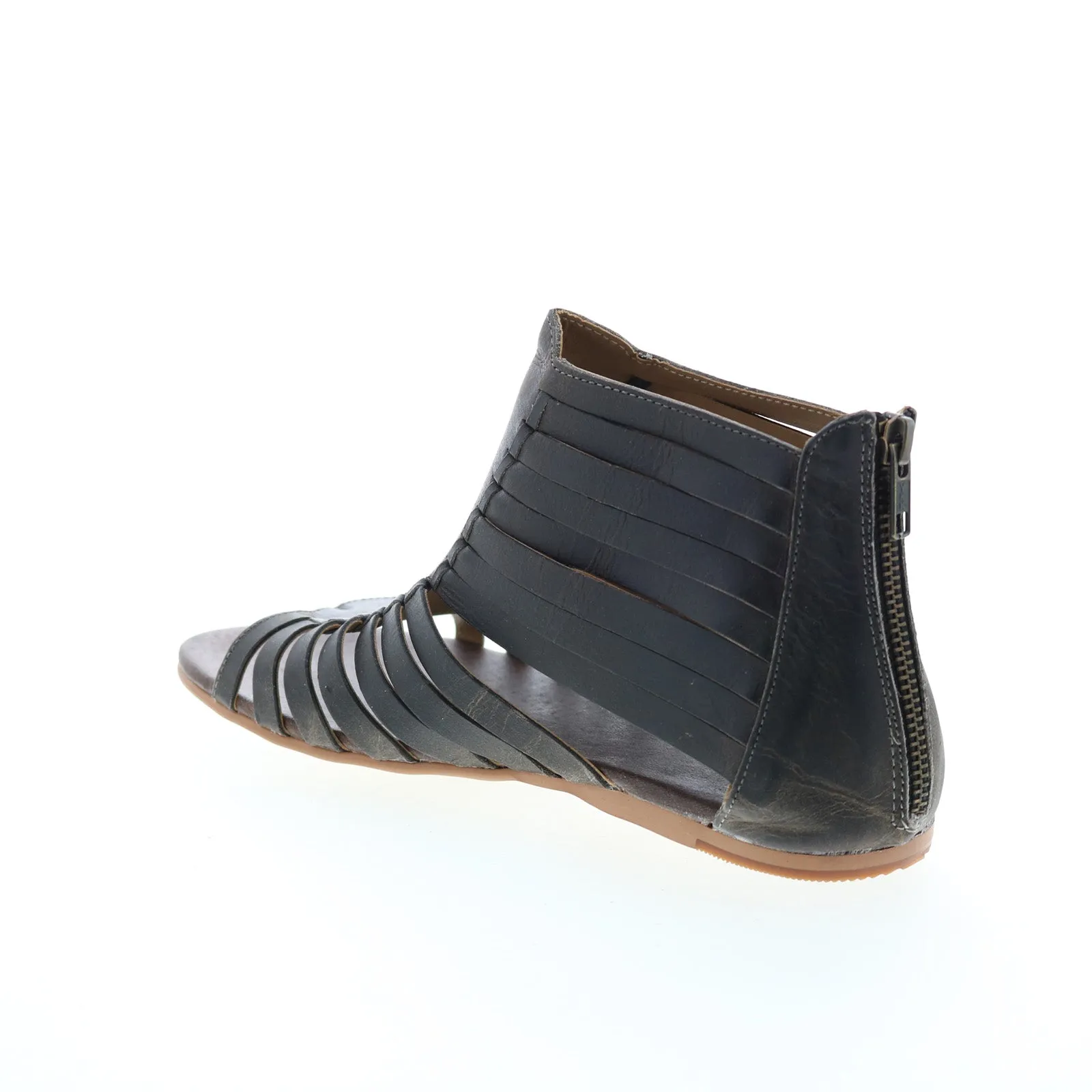Roan by Bed Stu Pearl F990004 Womens Black Leather Zipper Strap Sandals Shoes